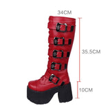 Women's Harajuku Wide Buckle Boots - Black - Matte / Cross Boots - 46 B - PU Leather - image 18