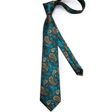 Funki Buys | Neckties | Men's 3 Pcs Teal Paisley Tie Set