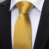 Men's 3 Pcs Silk Gold Premium Tie Set - Gold - 3pc Tie Set - N-5244 - One Size - Silk - image 3
