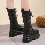 Women's Gothic Punk Retro Biker Boots - Black - 1 / Combat Boots - 10 B - PU Leather - image 11