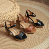 Women's Real Leather Chunky Summer Sandals - Auburn - Strappy Sandals - 40 B - Genuine Leather - image 16