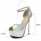 Women's Super High Bling Party Platforms - Gold - Party Shoes - 10 B - PU Leather - image 13
