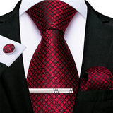 Funki Buys | Neckties | Men's 4 Pcs Formal Silk Red Tie Sets