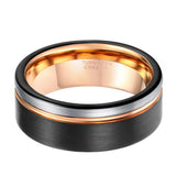 Men's Two Tone Wedding Engagement Ring - Black/Silver/Gold - 8mm - 13 - Tungsten - image 18