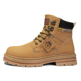 Men's High Top Boots Leather Work Boots - Yellow - 0226  / Work Dress Boot - 48 B - PU Leather - image 14