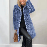 Women's Leopard Print Plush Coat - Khaki - Leopard Print Jacket - XXXL - Polyester - image 5