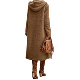 Women's Long Hooded Plush Jacket - Brown - Long Jacket - 2XL - Polyester/Plush - image 2