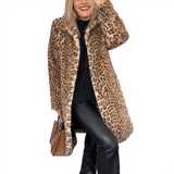Women's Leopard Print Plush Coat - Khaki - Leopard Print Jacket - XXXL - Polyester - image 25
