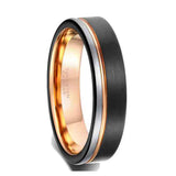 Men's Two Tone Wedding Engagement Ring - Black/Silver/Gold - 6mm - 13 - Tungsten - image 13