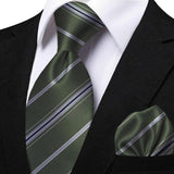 Men's 3 Pcs Striped Jacquard Tie Set - Blue - 2 - One Size - Polyester - image 32