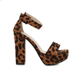 Women's High Leopard Print Platform Sandals - Leopard Pattern - Beige Brown - 44 B - PU Suede Leather - image 25
