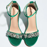 Funki Buys | Shoes | Women's Satin Crystal High Block Sandal