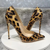 Women's Patent Leather Leopard Stilettos - Leopard - 12cm - 46 B - Genuine Patent Leather - image 15