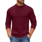 Men's Slim Fit Round-Neck Pullovers - Black - Mock Neck Sweater - XXXL - Polyester - image 14