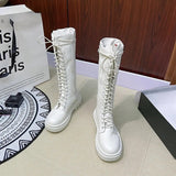 Women's Gothic Lace Up High Top Boots - Black - Lace Up Boot - 43 B - PU Leather - image 20