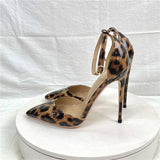 Women's Patent Leopard Stiletto Sandals - Leopard - 12cm - 46 B - Genuine Patent Leather - image 9