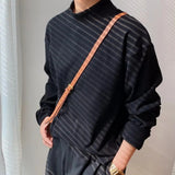 Men's Thin Lightweight Mock Turtleneck - Black - Lightweight Sweater - 4XL - Polyester - image 4