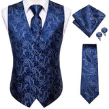 Men's 4 Pcs Silk Slim Fashion Waistcoat Sets - Burgundy - Style 1 / 4Pcs Set - MJ-0051 - XXXL - Silk - image 17