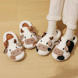 Women's Cute Plush Warm Cow Slippers - Black/White - Cow Slippers - XXL - Plush - image 16
