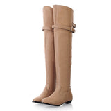 Women's Over-The-Knee-High Flat Boots - Black - Over Knee Boots - 14 B - PU Leather - image 30
