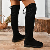 Women's Over Knee Tie Up Platform Boots - Black - Over Knee Suede Tie Boots - 43 B - PU Suede Leather - image 9