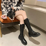 Women's Gothic Lace Up High Top Boots - Black - Lace Up Boot - 43 B - PU Leather - image 14