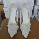 Women's Bow Knot Mesh Bridal Stilettos - Apricot - Wedding Shoe - 46 B - Mesh - image 5