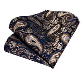 Men's 3 Pcs Silk Paisley Tie Set - Gold - 3 Pcs Necktie Set - One Size - Silk - image 6