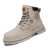 Men's High Top Boots Leather Work Boots - Yellow - 0229  / Work Dress Boot - 48 B - PU Leather - image 24