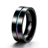 Men's Women's Titanium Rainbow Rings - Black - 7mm Black Rainbow Ring - 13 - Tungsten Carbide - image 17