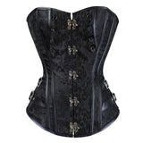 Women's Gothic Faux Leather Corset - Black - Hook Clasp Corset - 7XL - PU Leather - image 11