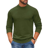 Men's Slim Fit Round-Neck Pullovers - Black - Mock Neck Sweater - XXXL - Polyester - image 6