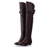 Women's Over-The-Knee-High Flat Boots - Black - Over Knee Boots - 14 B - PU Leather - image 28