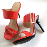 Women's Big Buckle High Heel Slides - Black - Formal Shoes - 43 B - PU Leather - image 9