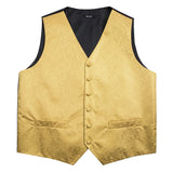 Men's 4 Pcs Luxury Gold Vest Tie Set - Gold - 4Pcs Set -MJ-0009 - XXXL - Silk - image 5
