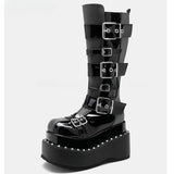 Women's Gothic Buckle Strap Leather Boots - Black -  1 / Boots - 40 B - PU Patent Leather - image 7