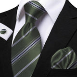 Men's 3 Pcs Striped Jacquard Tie Set - Blue - 2 - One Size - Polyester - image 3