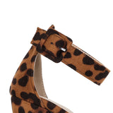 Women's High Leopard Print Platform Sandals - Leopard Pattern - Beige Brown - 44 B - PU Suede Leather - image 21