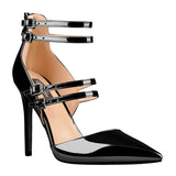 Women's Luxury 4 Strap Stiletto Sandals - Gold - Formal Shoes - 45 B - PU Leather - image 9