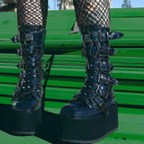 Women's Platform Gothic Ring Buckle Boot - Black - Patent Boots - 43 B - PU Leather - image 3