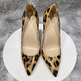 Women's Patent Leather Leopard Stilettos - Leopard - 12cm - 46 B - Genuine Patent Leather - image 14