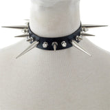 Women's Punk Spike Collar Necklace - Black - Spike Collar Necklace - PU Leather - image 1