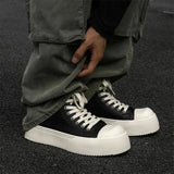 Women's Men's Platform High Top Sneakers - Black - Platform Sneakers - 46 B - Canvas - image 16