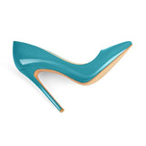 Women's Stylish Patent Leather Stilettos - Turquoise - 12cm - 15 B - Genuine Patent Leather - image 9