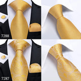 Men's 3 Pcs Classic Gold Floral Tie Sets - Gold - NJ-7458 - One Size - Silk - image 20