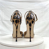 Women's Patent Leopard Stiletto Sandals - Leopard - 12cm - 46 B - Genuine Patent Leather - image 5