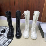 Women's Gothic Lace Up High Top Boots - Black - Lace Up Boot - 43 B - PU Leather - image 18