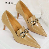 Women's Low Pointed Toe Buckle Pumps - Brown - Pumps - 40 B - PU Leather - image 35