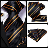 Funki Buys | Neckties | Men's 3 Pcs Black Gold Striped Tie Set