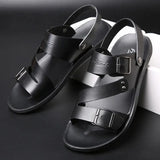 Men's Summer Fashion Leather Sandals - Brown - Sandals - 48 B - PU Leather - image 24